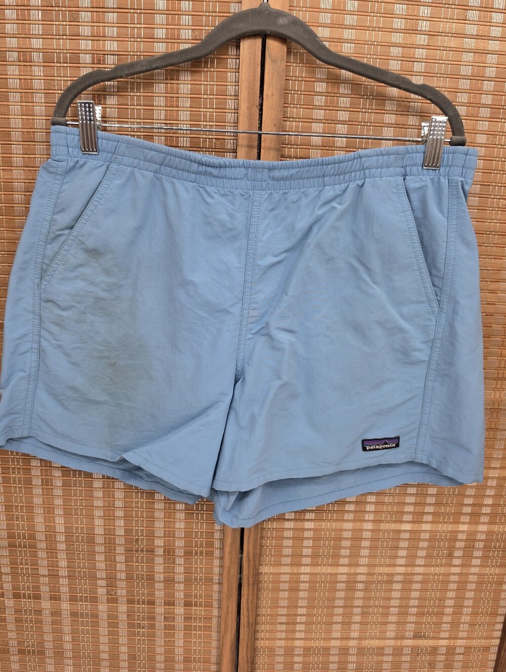 Patagonia Light Blue Elastic-Waist Athletic Shorts Size Large